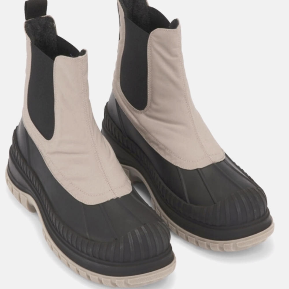 Ganni Outdoor Beige and Black Chelsea Boots..Size 38/ US Size 7